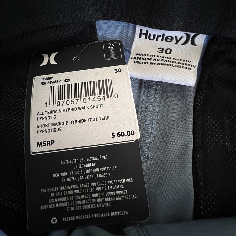 Hurley All Terrain Hybrid Walk Shorts Mens 30 Blue Gorpcore Performance HSP24VMB - Picture 5 of 11